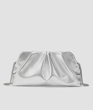 Luxe Plissé Avondtas met Gouden Ketting - Clutch & Schoudertas voor Feestelijke Gelegenheden