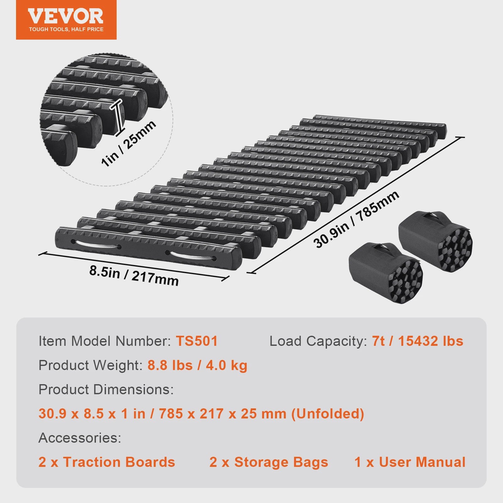 10 Ton Traction Boards (2 stuks) - Off-road Banden Herstelmatten voor SUV, Jeep, Camper
