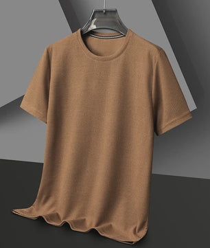 Heren Zomer T-shirt met Wafelstructuur en Korte Mouwen - Ronde Hals