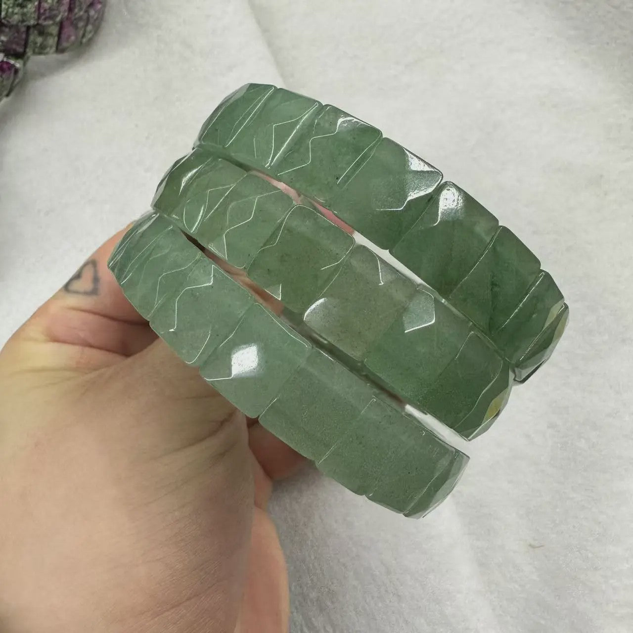Natuurlijke Edelsteen Armband - Fluoriet & Citrien Vierkante Kralen