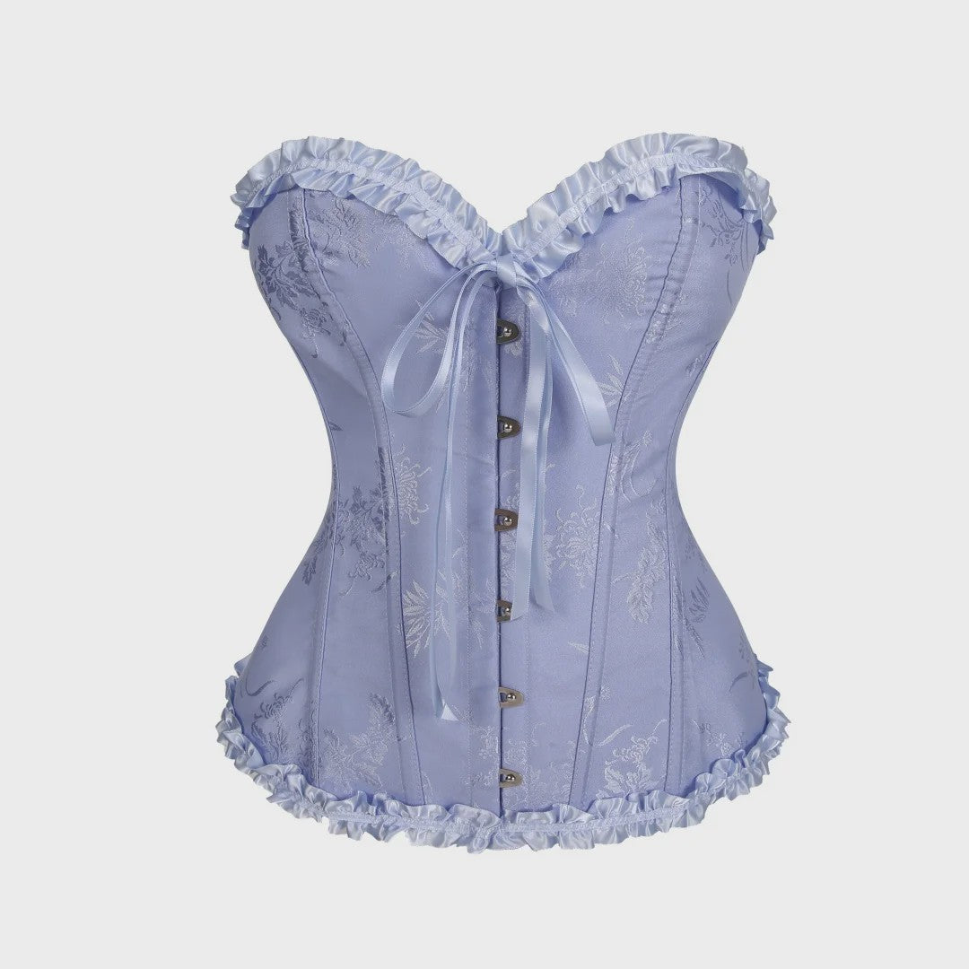 Sexy Jacquard Bustier Corset met Ruches en Push-Up Effect - Gothic Stijl