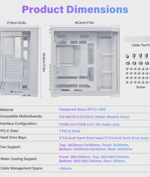 ATX Mid Tower PC Gaming Case met Glazen Panel en Hoge Airflow