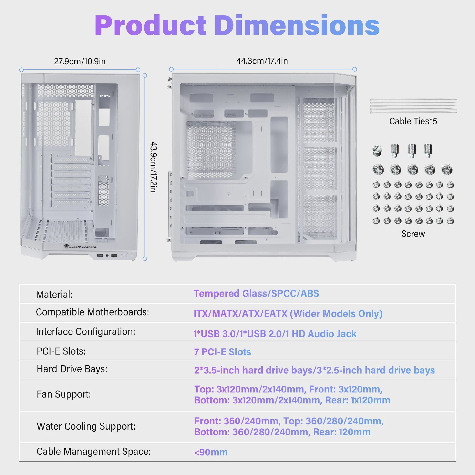 ATX Mid Tower PC Gaming Case met Glazen Panel en Hoge Airflow