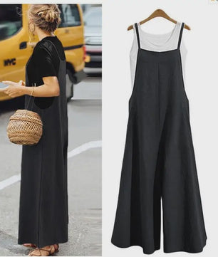 Dames Jumpsuit Zomer Mouwloos Katoen Linnen met Wijde Pijpen - Casual en Comfortabel