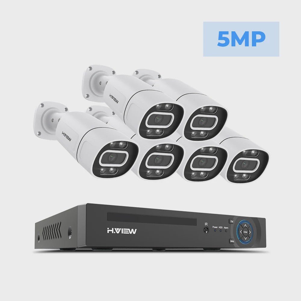 H.View 4K/8MP PoE Beveiligingscamera Systeem met 8-Kanaals NVR & Audio