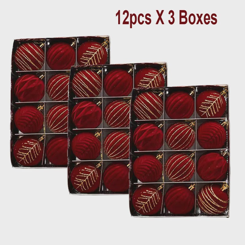 Kerstballen 6cm - Set van 12/16 Stuks - Wijnrood & Goud - Fluweelzacht & Feestelijk