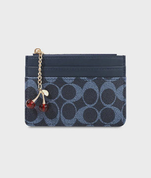 Luxe Dames Portemonnee Kaarthouder PU Leer Multifunctioneel Klein Tasje met Cherry Bedel