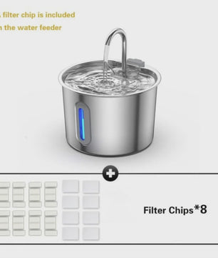 Automatische Drinkfontein RVS 2.2L voor Katten & Honden met Waterniveauvenster