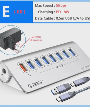 ORICO 10Gbps USB 3.2 Docking Station Hub met PD60W Opladen en 4/7 Poorten