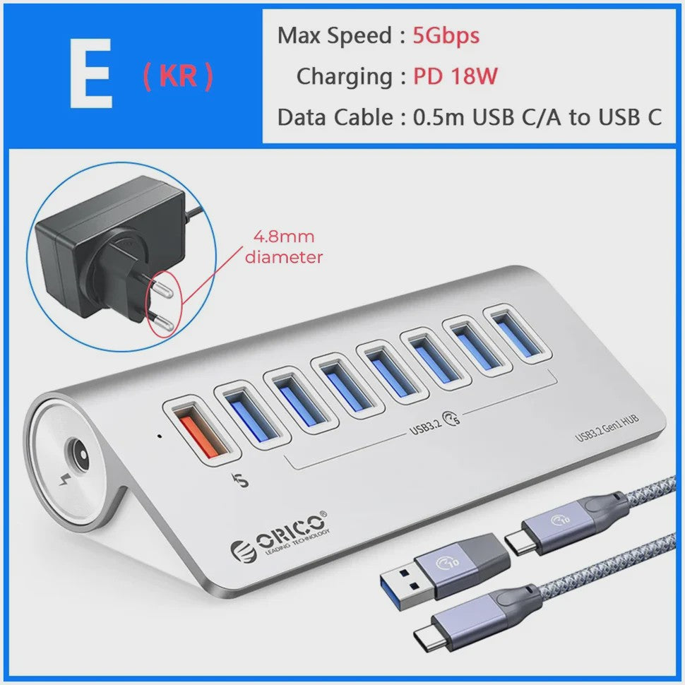 ORICO 10Gbps USB 3.2 Docking Station Hub met PD60W Opladen en 4/7 Poorten