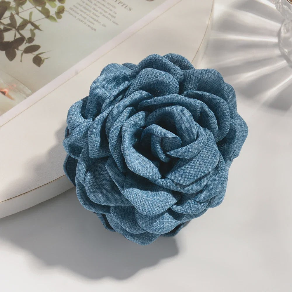 Bloem Haarclip Dames - Katoen Stof Rozen Klip - Medium Maat - Koreaanse Stijl Haarsieraad