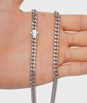 Zilverkleurige Roestvrij Staal Cubaanse Miami Link Ketting (6mm-14mm)