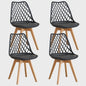 Moderne Eetkamerstoelen Set (4/6 stuks) - Mesh Rug, Houten Poten & Gestoffeerde Zitting
