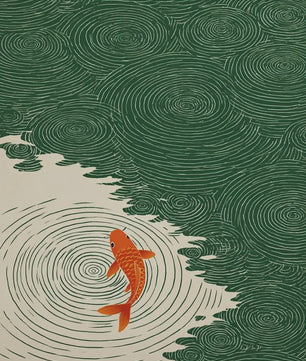 Japanse Canvas Poster: Zen Bos, Koi Vis & Kraanvogel - Sfeervolle Wanddecoratie