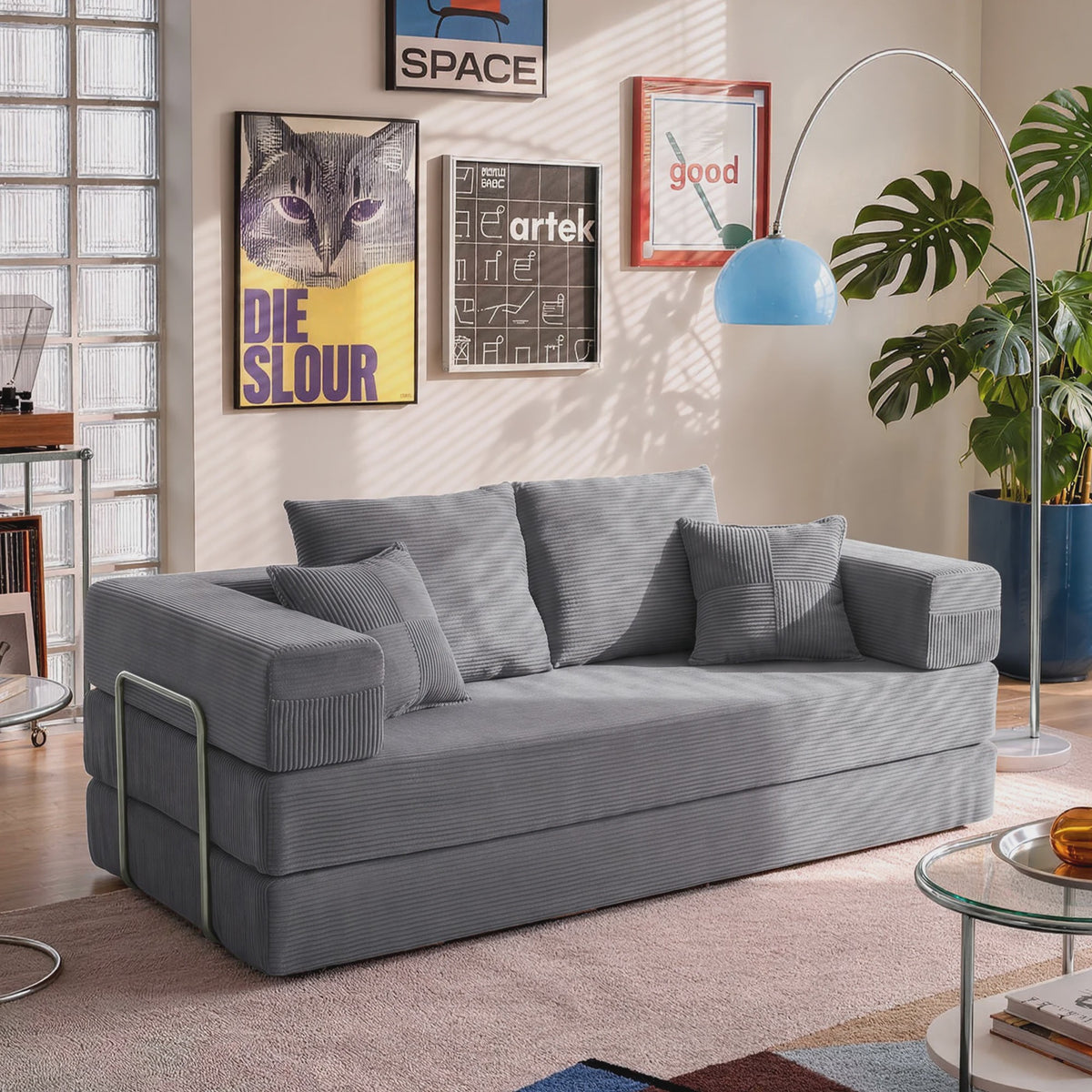 Opvouwbare Sofa Bed 200cm XXL - Modulair Gastenbed met Corduroy & Memory Foam