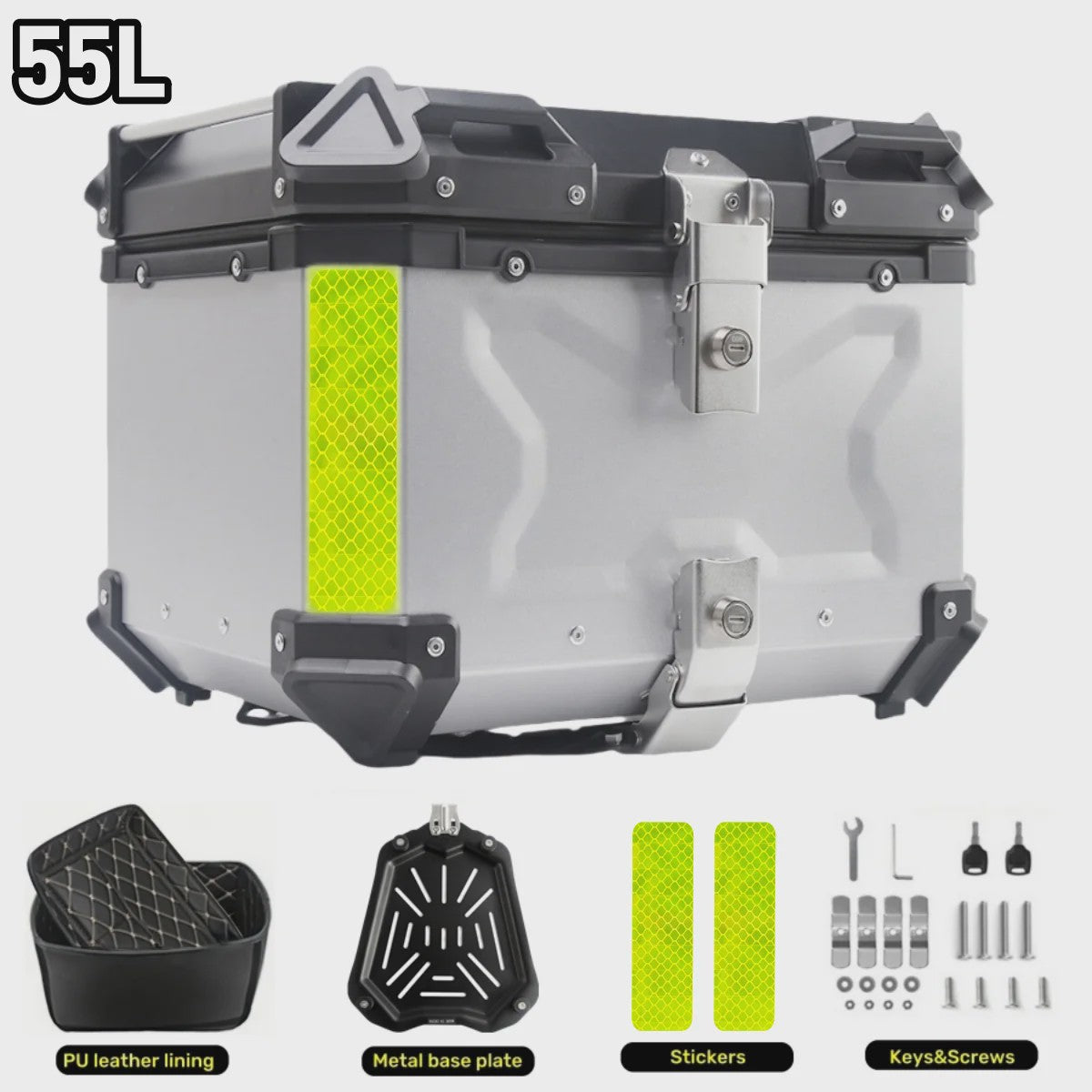 Universele Motor Topcase Aluminium Bagagekoffer - 45L/55L/65L - Quick-Lock