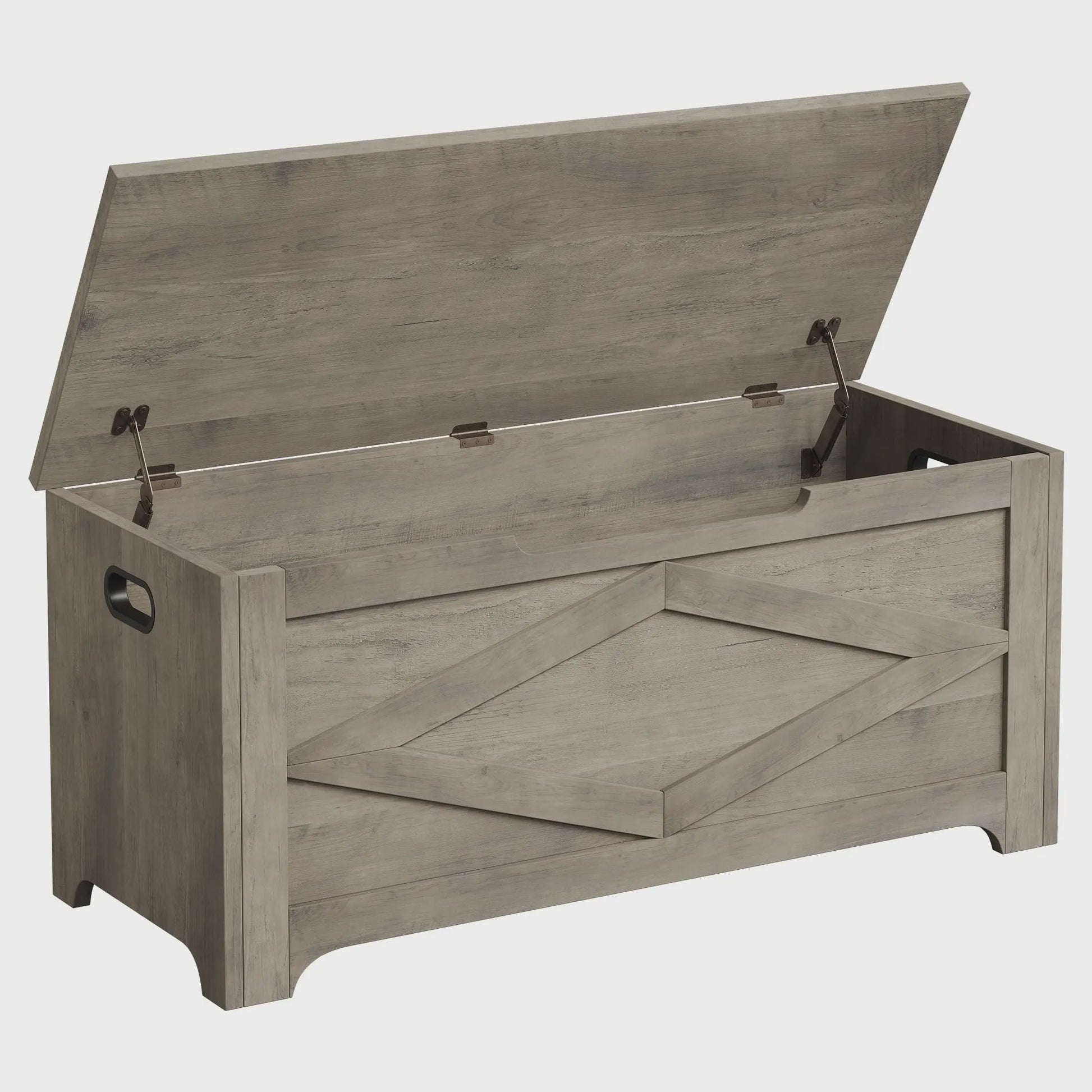 Rustieke Houten Opbergbank met Klepdeksel - Farmhouse Stijl