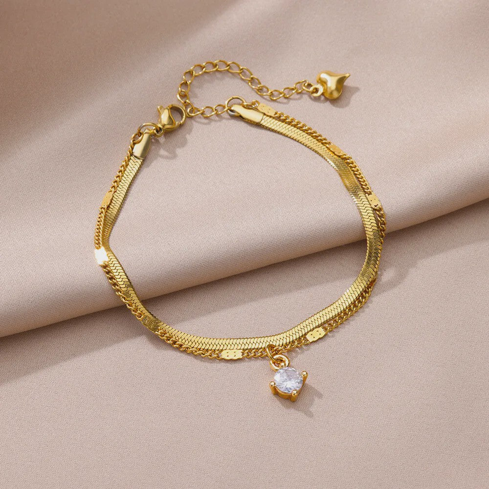 Gouden Roestvrij Staal Enkelbandjes met Parels en Kleurrijke Bedels - Zomer Sieraden