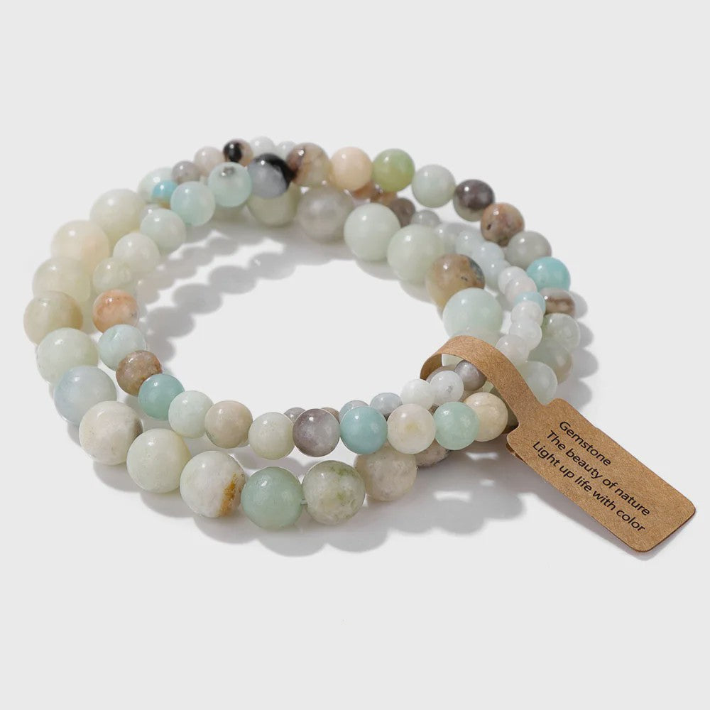 Set van 3 Natuurstenen Kralen Armbanden - Dames & Heren - 4, 6, 8 MM