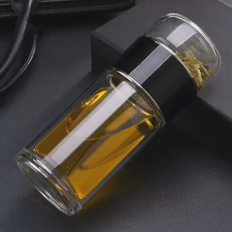 Dubbellaagse Glazen Theefles met Infuser - 420ml - Hittebestendig Borosilicaatglas