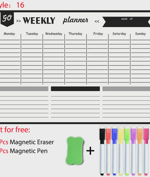Magnetisch Whiteboard Kalender A3: Maandelijkse & Wekelijkse Planner, Krasvrij & Uitwisbaar voor Koelkast