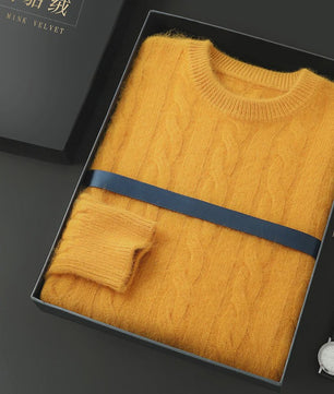Heren Trui van 100% Puur Kasjmier - Dik Gebreid met Ronde Hals - Lente/Winter Collectie