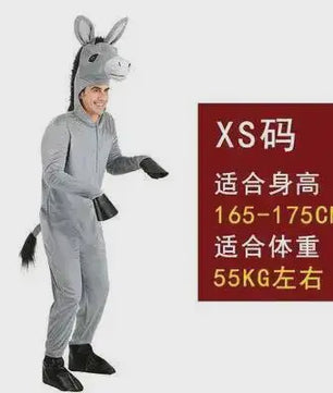 Donkey Kostuum voor Kinderen en Volwassenen - Feestelijk Dierkostuum voor Cosplay en Voorstellingen