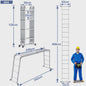 6-in-1 Aluminium Multifunctionele Ladder met Platform - Verstelbaar & Inklapbaar