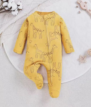 Katoenen Newborn Pyjama met Voetjes en Ritssluiting - Romper voor Jongens en Meisjes (0-12 Maanden)