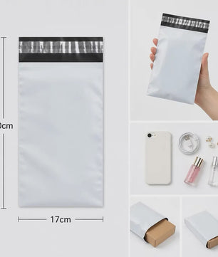 50x Witte Verzendzakken - Sterk Polyethyleen, Zelfklevend, Waterdicht - Ideaal voor Post en Koeriers
