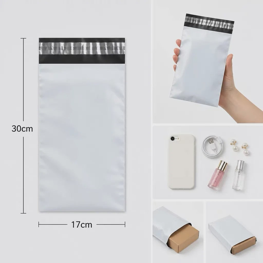 50x Witte Verzendzakken - Sterk Polyethyleen, Zelfklevend, Waterdicht - Ideaal voor Post en Koeriers