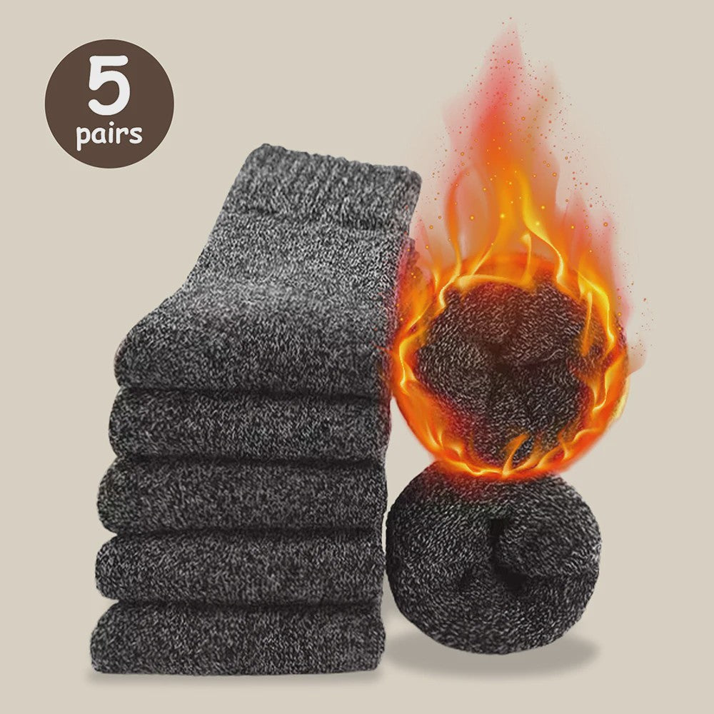 Warme Heren Sokken - Dikke Mid-Calf Sokken voor Koude Dagen en Sneeuwlaarzen - Elastisch & Comfortabel