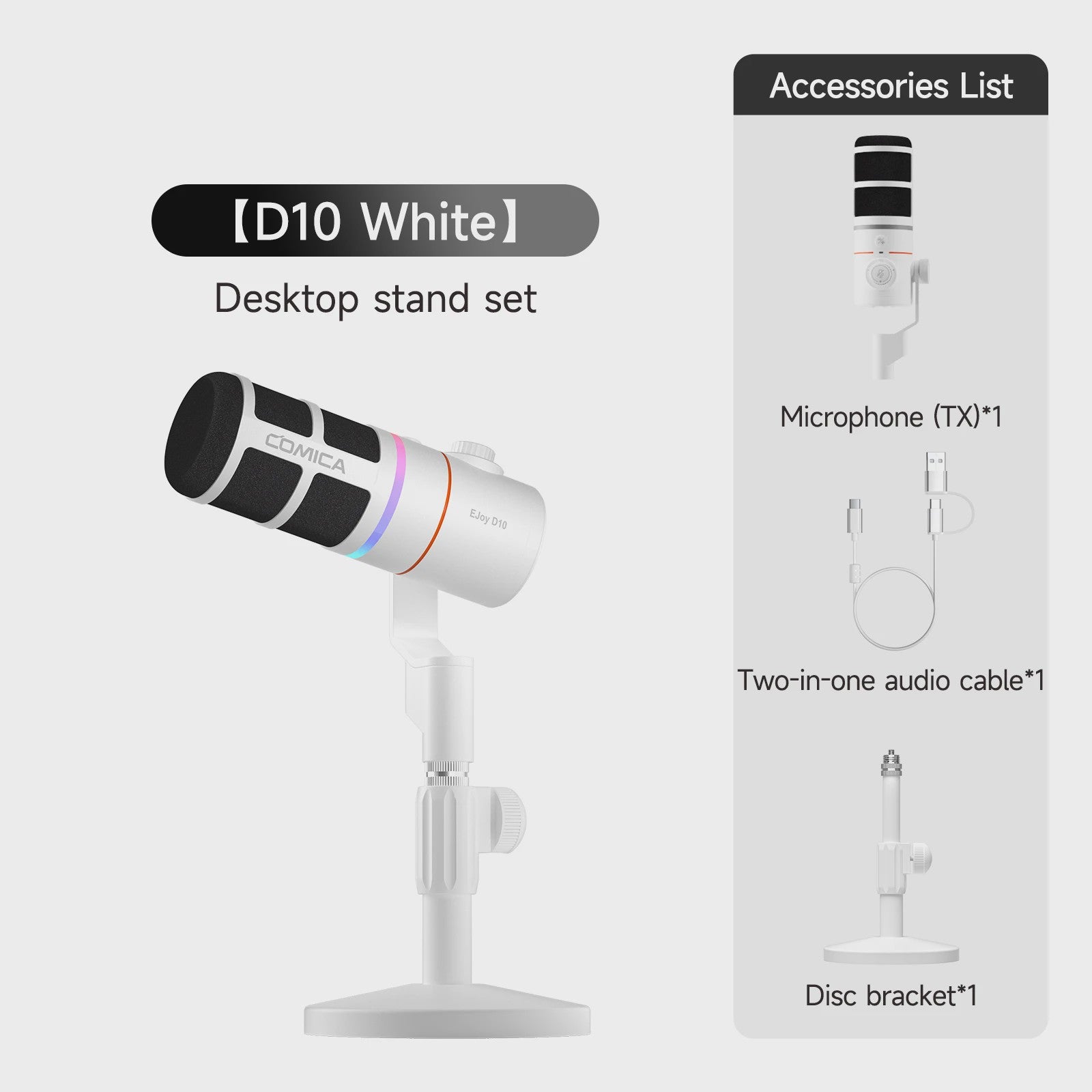 COMICA D10/D10 PRO Dynamische Microfoon: RGB, USB/XLR, Draadloos/Bedraad voor Streaming & Gaming
