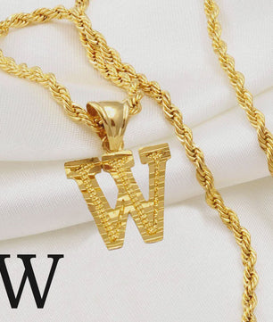 Gouden Initiaal Ketting met Touwketting - Kies Uw Letter (A-Z)
