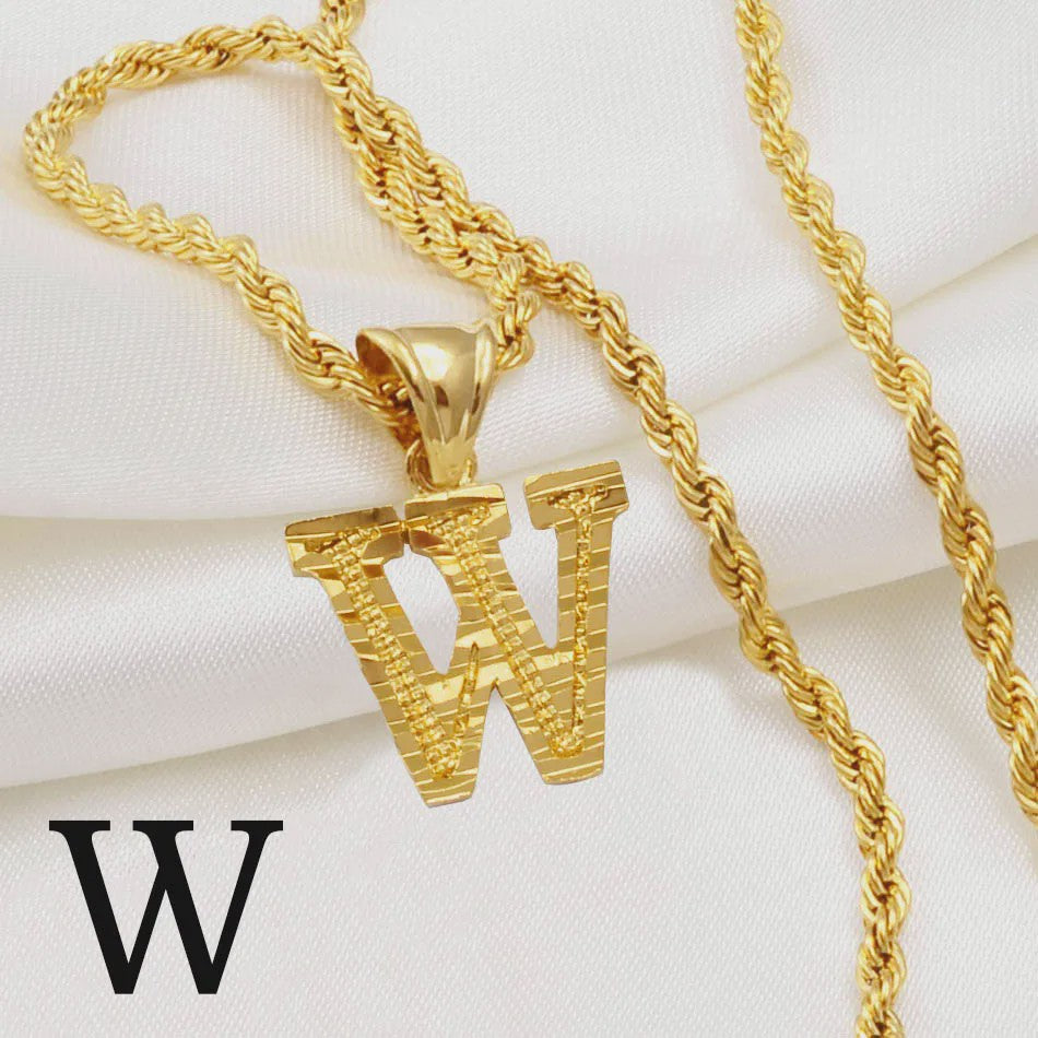 Gouden Initiaal Ketting met Touwketting - Kies Uw Letter (A-Z)