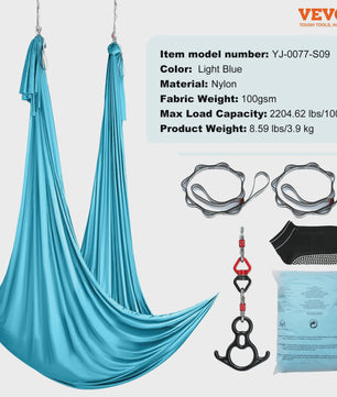 Aerial Yoga Hammock & Swing Starter Kit - 8.7/11 Yards Zijde Stof voor Alle Niveaus