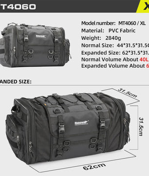 Rhinowalk Motor Bagage Tas - Waterdicht & Uitbreidbaar (19L-80L)