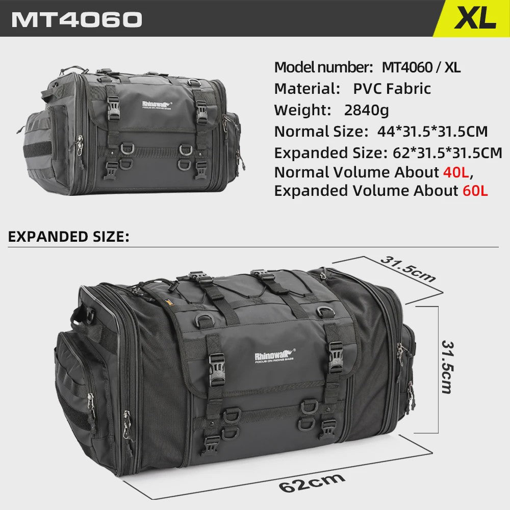 Rhinowalk Motor Bagage Tas - Waterdicht & Uitbreidbaar (19L-80L)