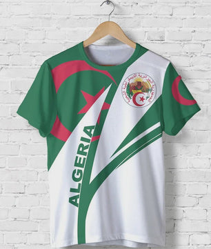 Heren T-shirt met Algerijnse Vlag 3D Graphic - Perfect voor Voetbalfans en Sportieve Gelegenheden