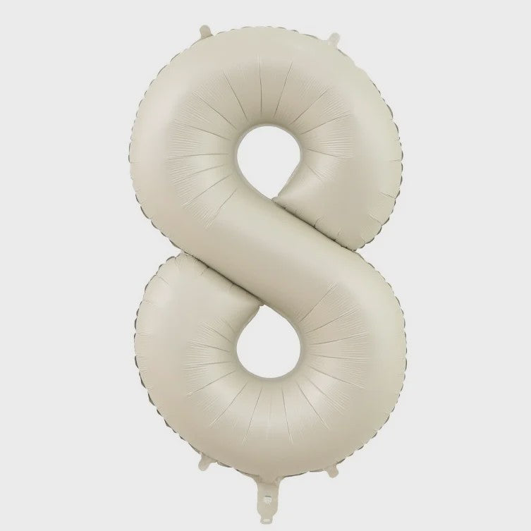 Grote Folie Ballonnen Cijfers 0-9 Cream Caramel & Wit (32/40 inch) - Feestdecoratie