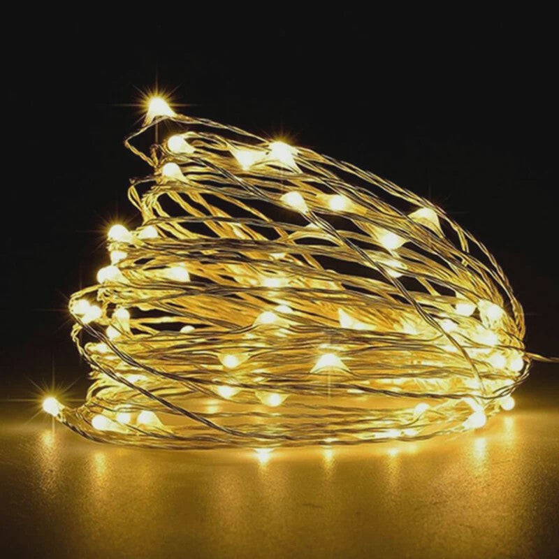 Sfeervolle LED-lichtslinger op Batterijen - Koperdraad, 1-10 Meter