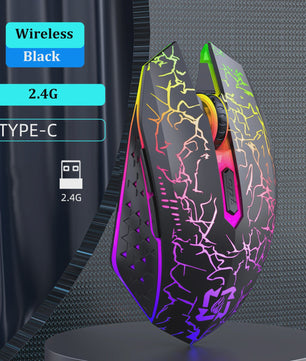 Ergonomische RGB Gaming Muis - Draadloos (2.4G & Bluetooth), Stil, 1600DPI, voor Laptop & Tablet