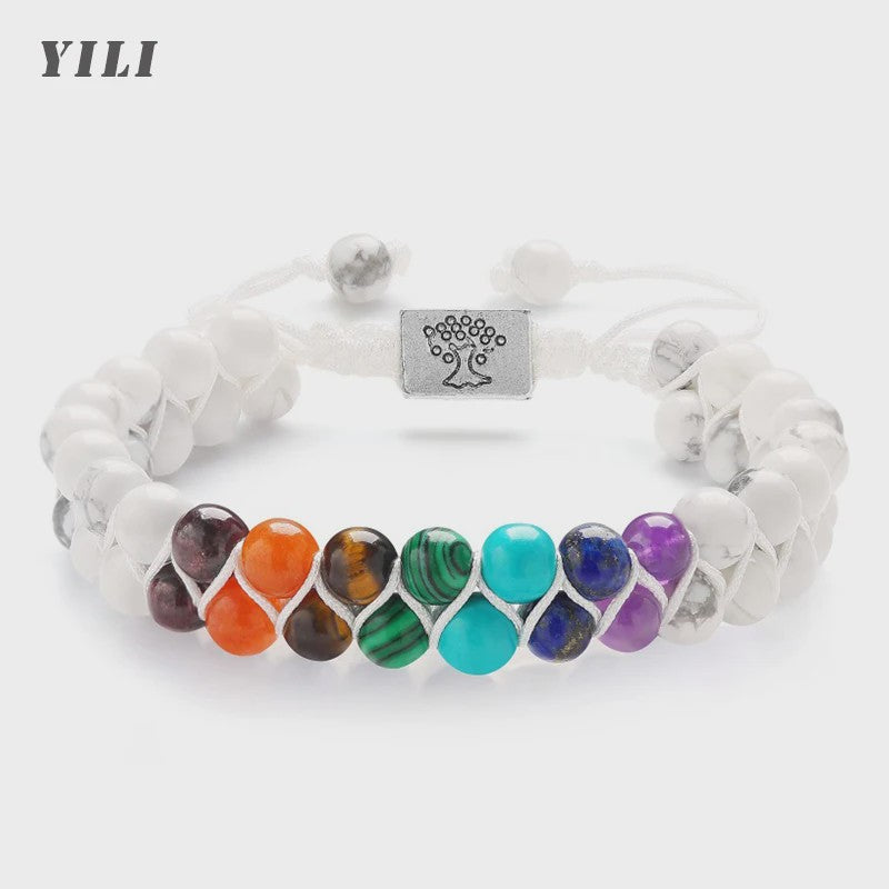 7 Chakra Dubbellaags Edelsteen Armband - Yoga, Meditatie & Helende Kristallen