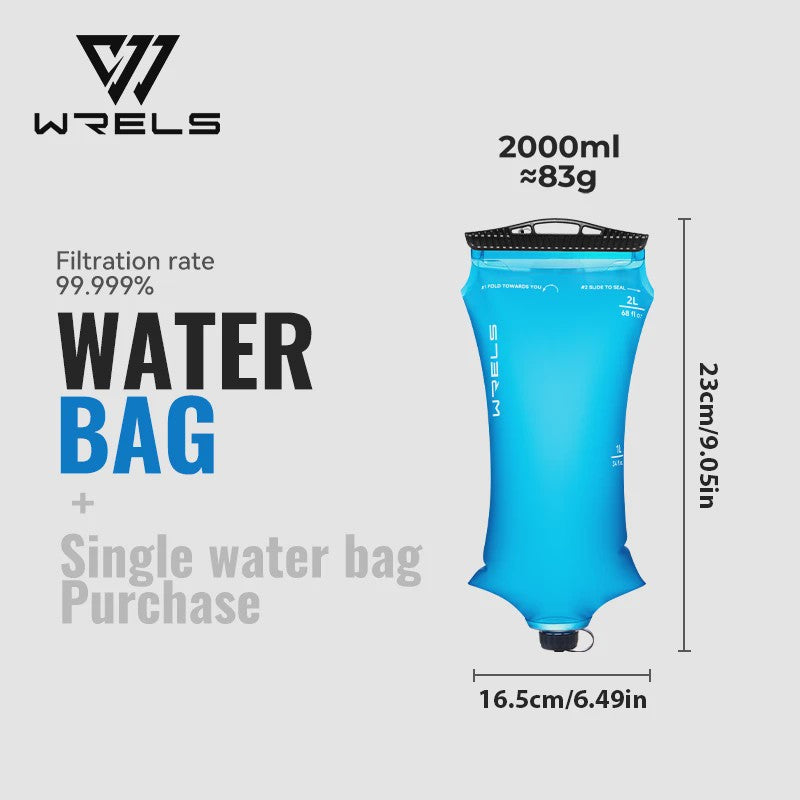 WRELS Opvouwbare Waterfilter Zak - Outdoor Waterzuivering, BPA-Vrij, Ideaal voor Survival