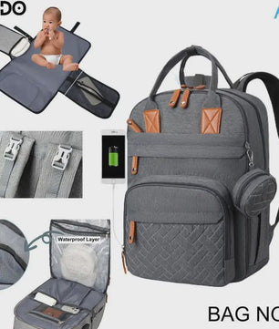 Multifunctionele Luiertas Rugzak Baby Essentials Waterdicht met Verschoonstation & Kinderwagenhaken