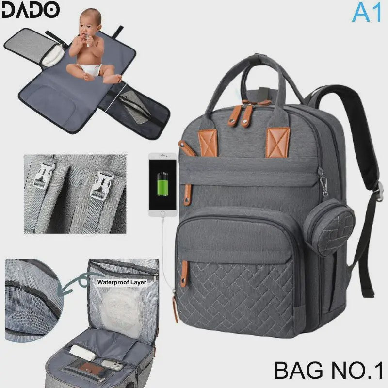 Multifunctionele Luiertas Rugzak Baby Essentials Waterdicht met Verschoonstation & Kinderwagenhaken