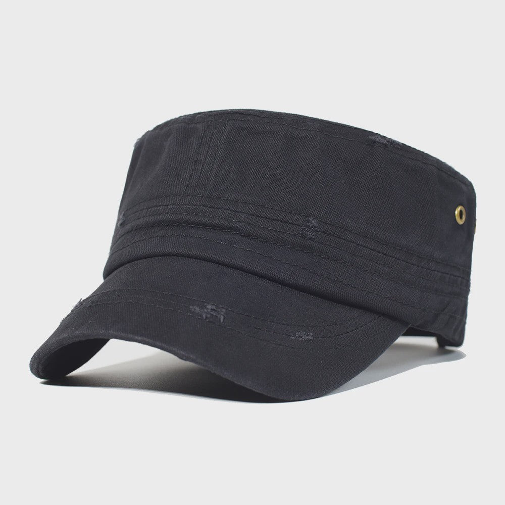 Vintage Washed Cotton Pet Cap - Stijlvolle Platte Pet voor Heren en Dames