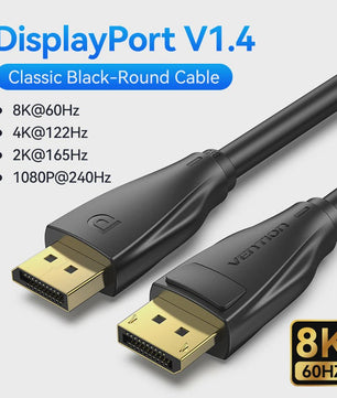 Vention DisplayPort 1.4 Kabel - 8K 60Hz, 4K 144Hz, HDR, 165Hz - Voor PC, Laptop, TV