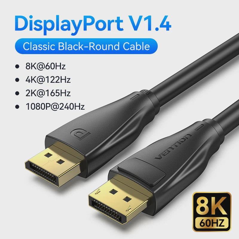 Vention DisplayPort 1.4 Kabel - 8K 60Hz, 4K 144Hz, HDR, 165Hz - Voor PC, Laptop, TV