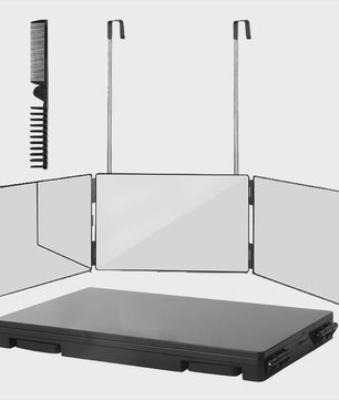 Draagbare Trifold Make-up Spiegel met Verstelbare Haak - Perfect voor Zelf Knippen, Scheren & Cadeaus